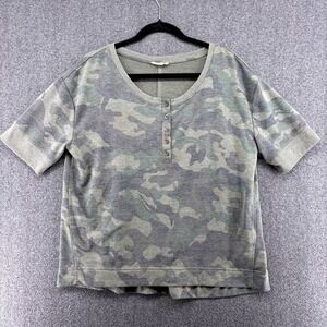 Jane and Delancey Camouflage Henley T Shirt Women's Large Soft Camo Casual